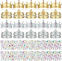 Vista 9 de Yaomiao 44 coronas de espuma para niños, tiaras de princesa, coronas de diamantes a granel, kits de fabricación de calcomanías para suministros