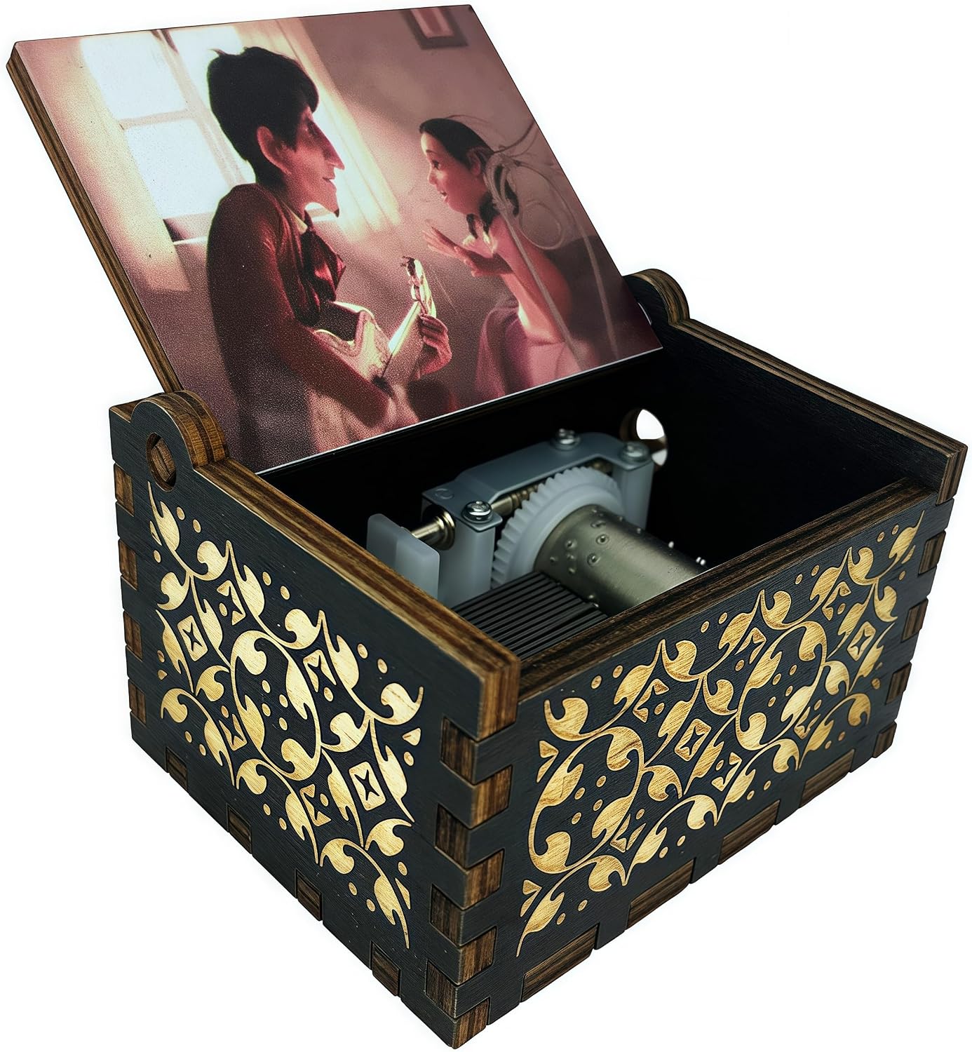 Remember Me Wood Music Box for Father's Day Birthday Anniversary, 18 Note Wooden Engraved Musical Boxes Gift Collection Keepsake Decoration for Christmas image 3