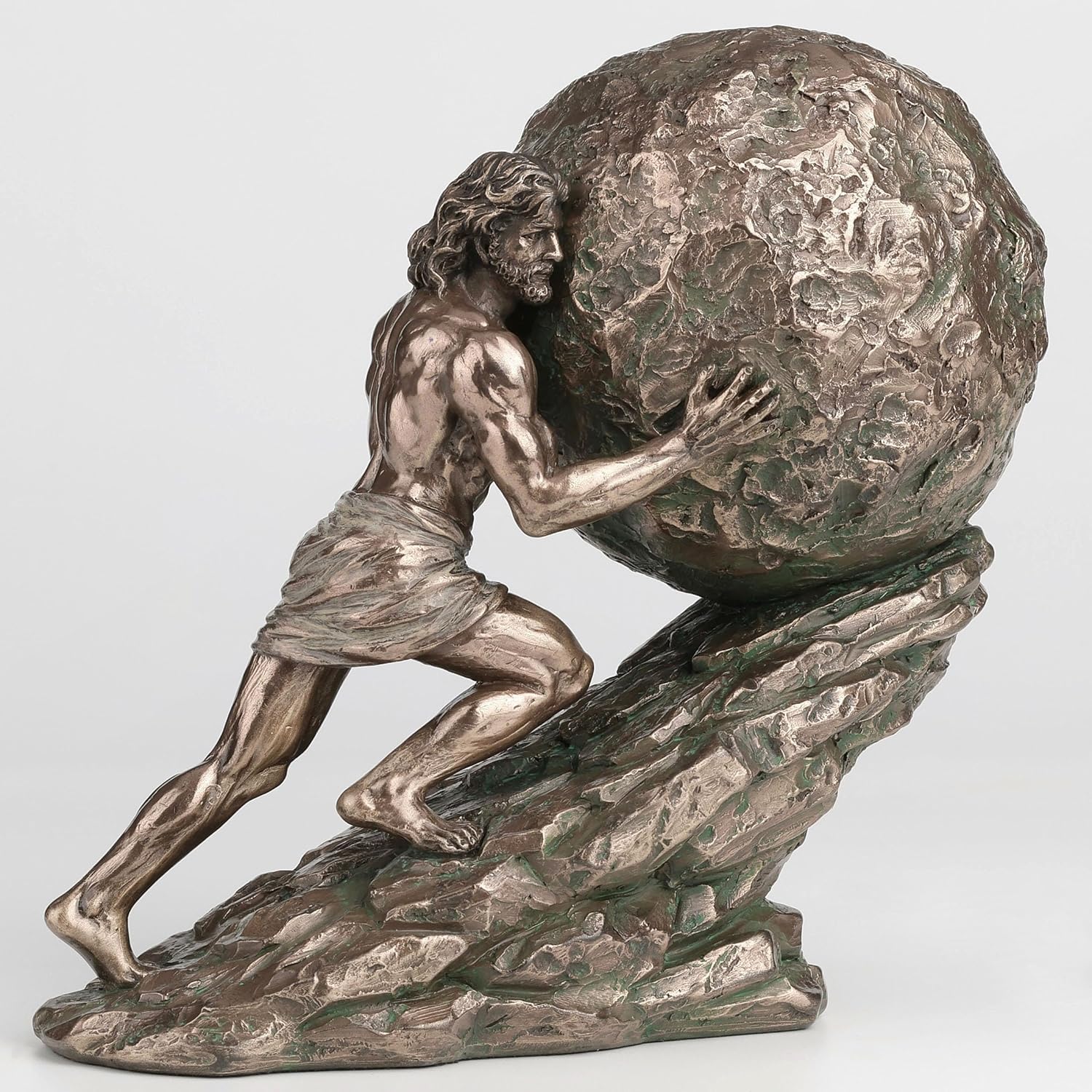Veronese Design 6 3/4 Inch Sisyphus and His Eternal Punishment Pushing Boulder Cold Cast Resin Bronze Finish Statue