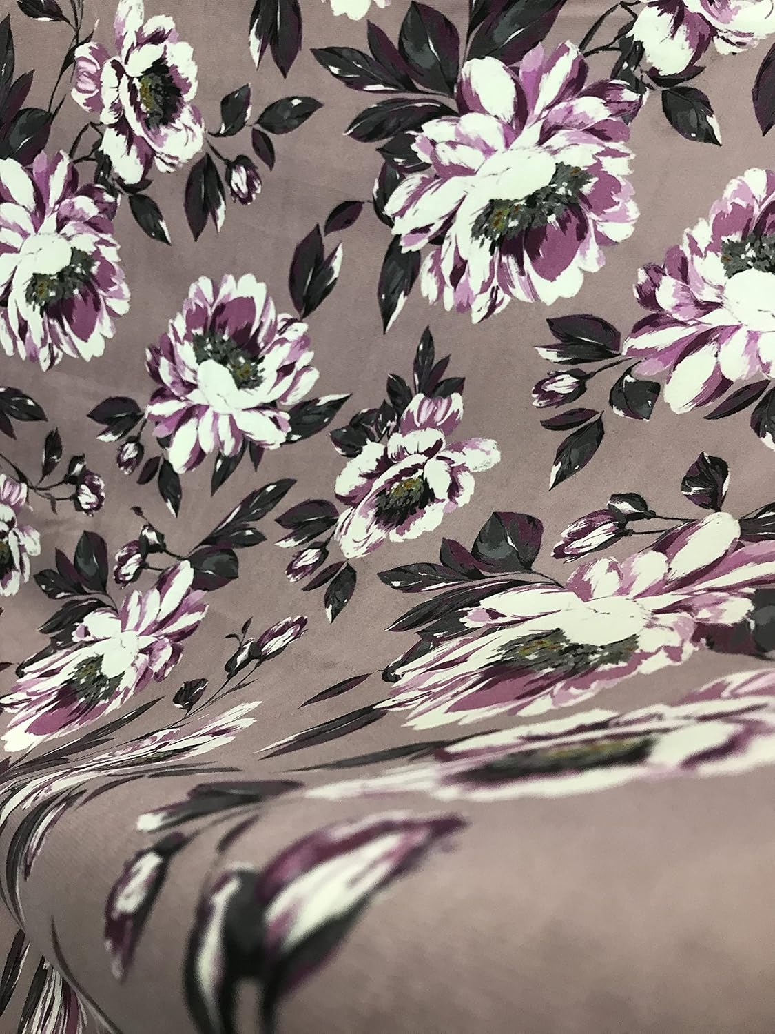 Soft Velvet Fabric Floral Design Digitally Printed Material for Upholstery, Window Treatments Craft - Width 54 inches - Fabric by The Yard (Mauve)