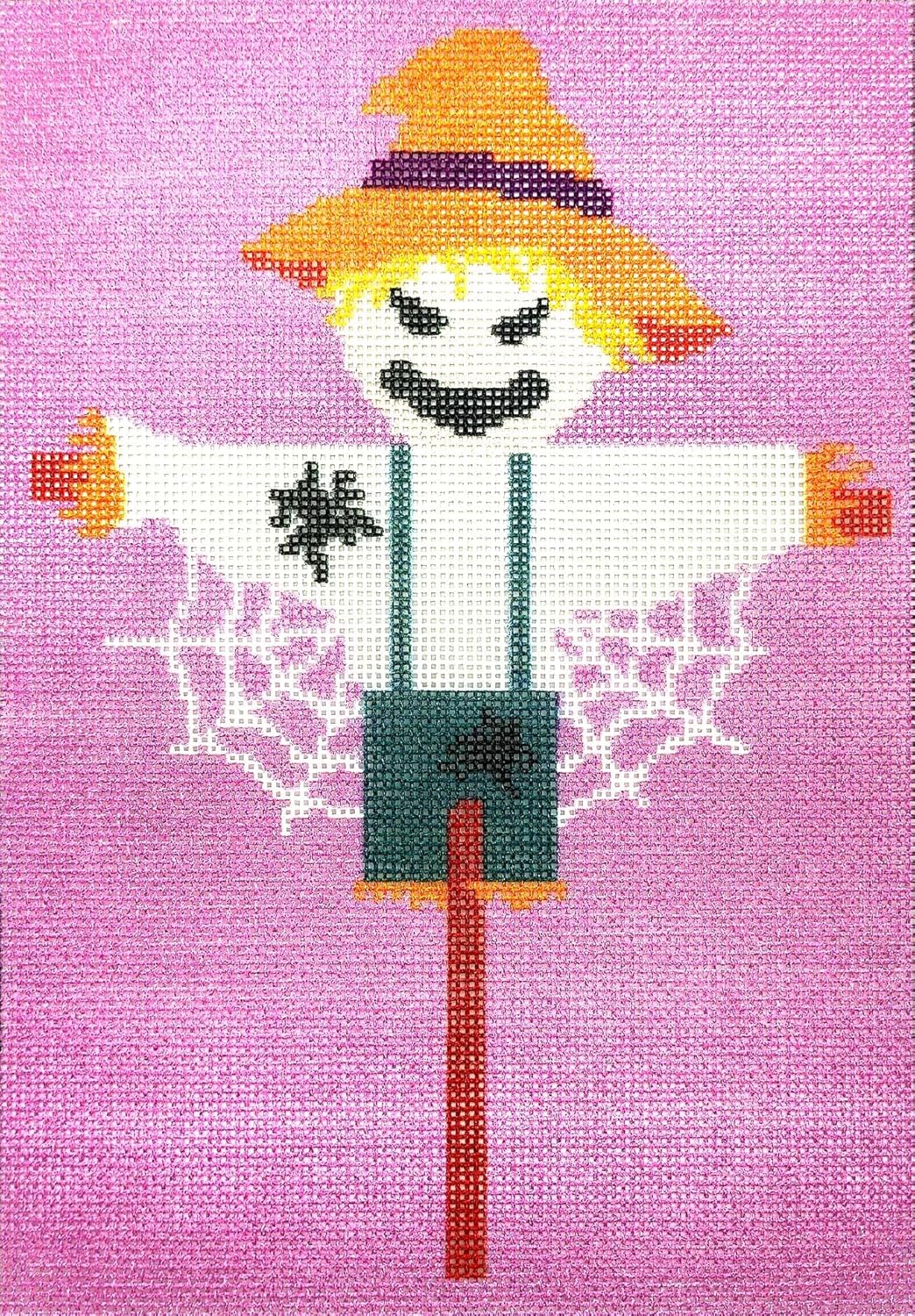 Howie's Needlepoint Needlepoint Canvas, 18CT Embroidery Stamped Patterns for Beginners or Advance, Halloween Patterns Printed Canvas(Gnomes - Halloween 2,8in x 8in)