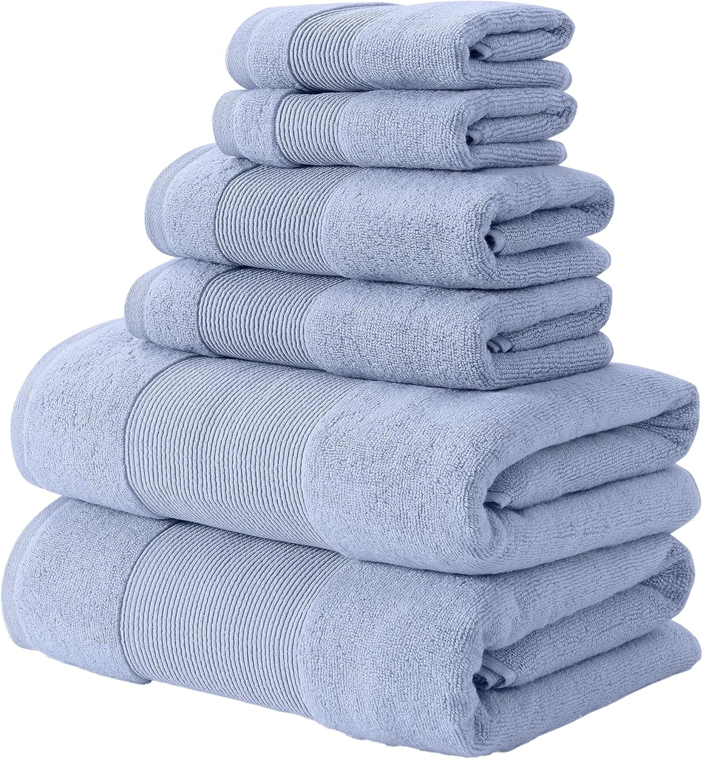 Modern Threads Air Cloud 6-Piece Towel Set - 100% Zero-Twist Cotton, 500 GSM, Quick Dry & Plush, Blue