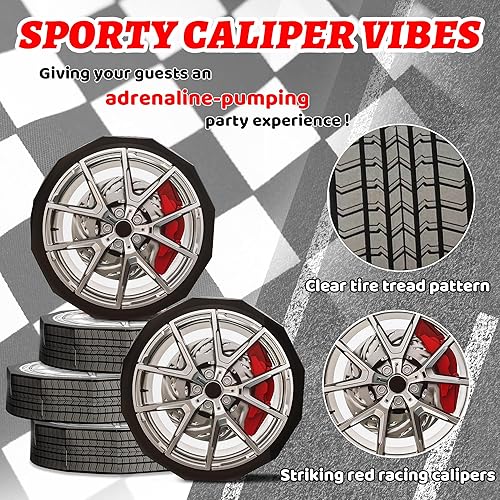 Miniatura 3 de 8 piezas de decoración de fiesta de autos de carreras grandes con forma de ruedas decorativas con pinzas rojas, decoración de cumpleaños