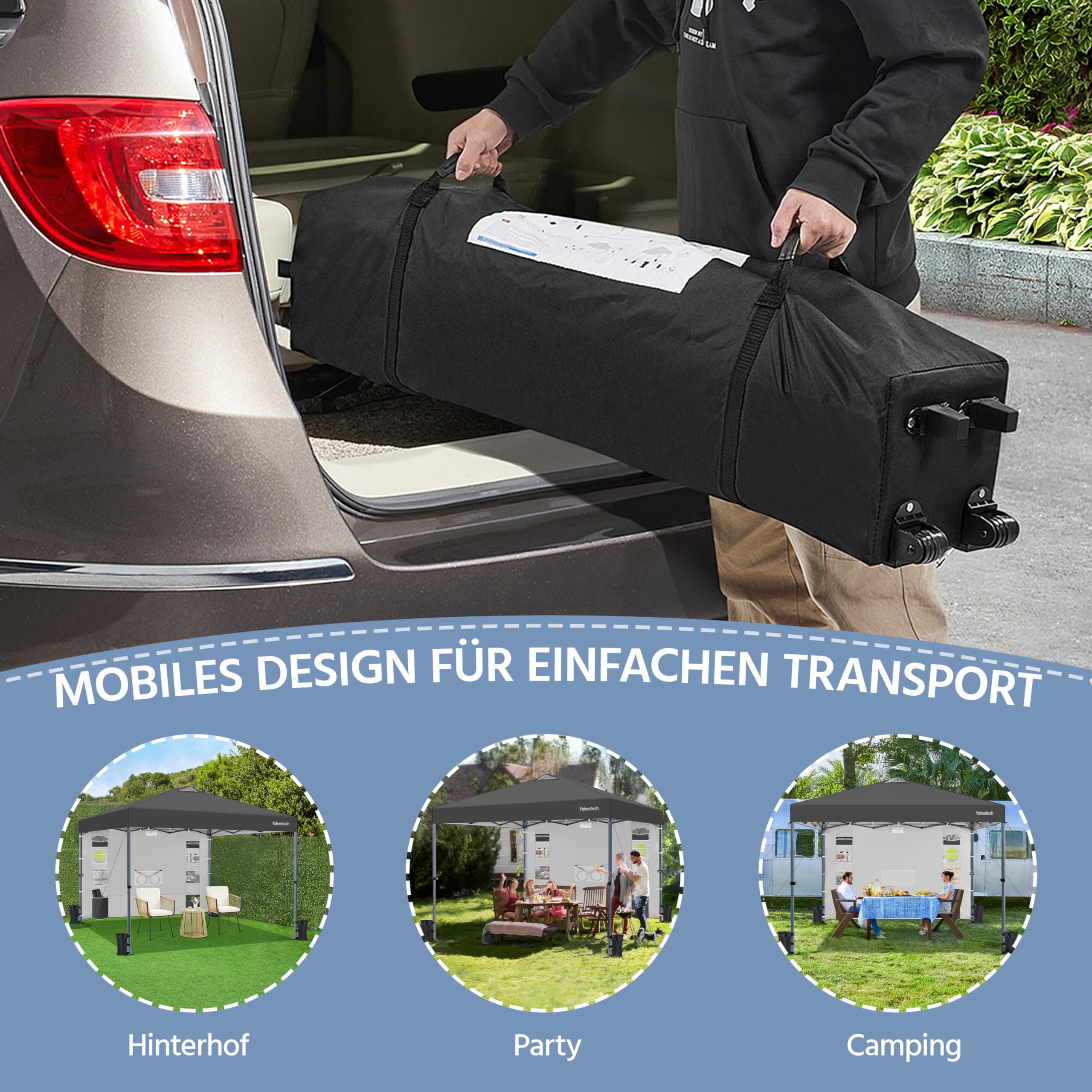 Pavillon Zelt mit Seitenwand & Aufbewahrungstaschen aus Mesh-Gewebe Pop-Up-Pavillon