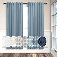 Vista 18 de Cortinas de lino natural semitraslúcidas Pitalk de 36 pulgadas de ancho para sala de estar, juego de 2 paneles con pestaña trasera, cortinas