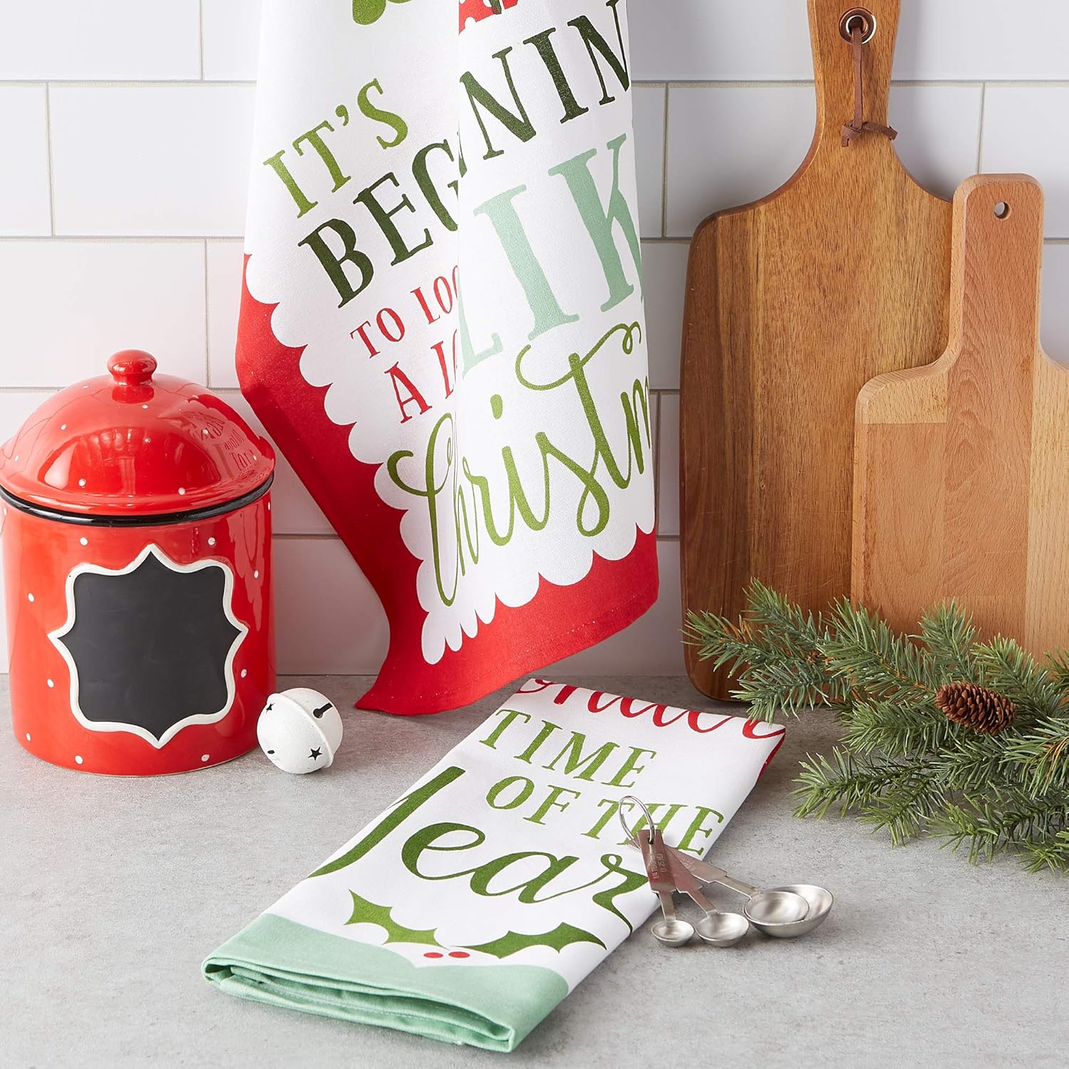 DII Holiday Kitchen Towel Set, Christmas Tea Towels for Baking, Cooking & Entertaining 18x28, Holiday Sayings, 2 Piece - Image 4