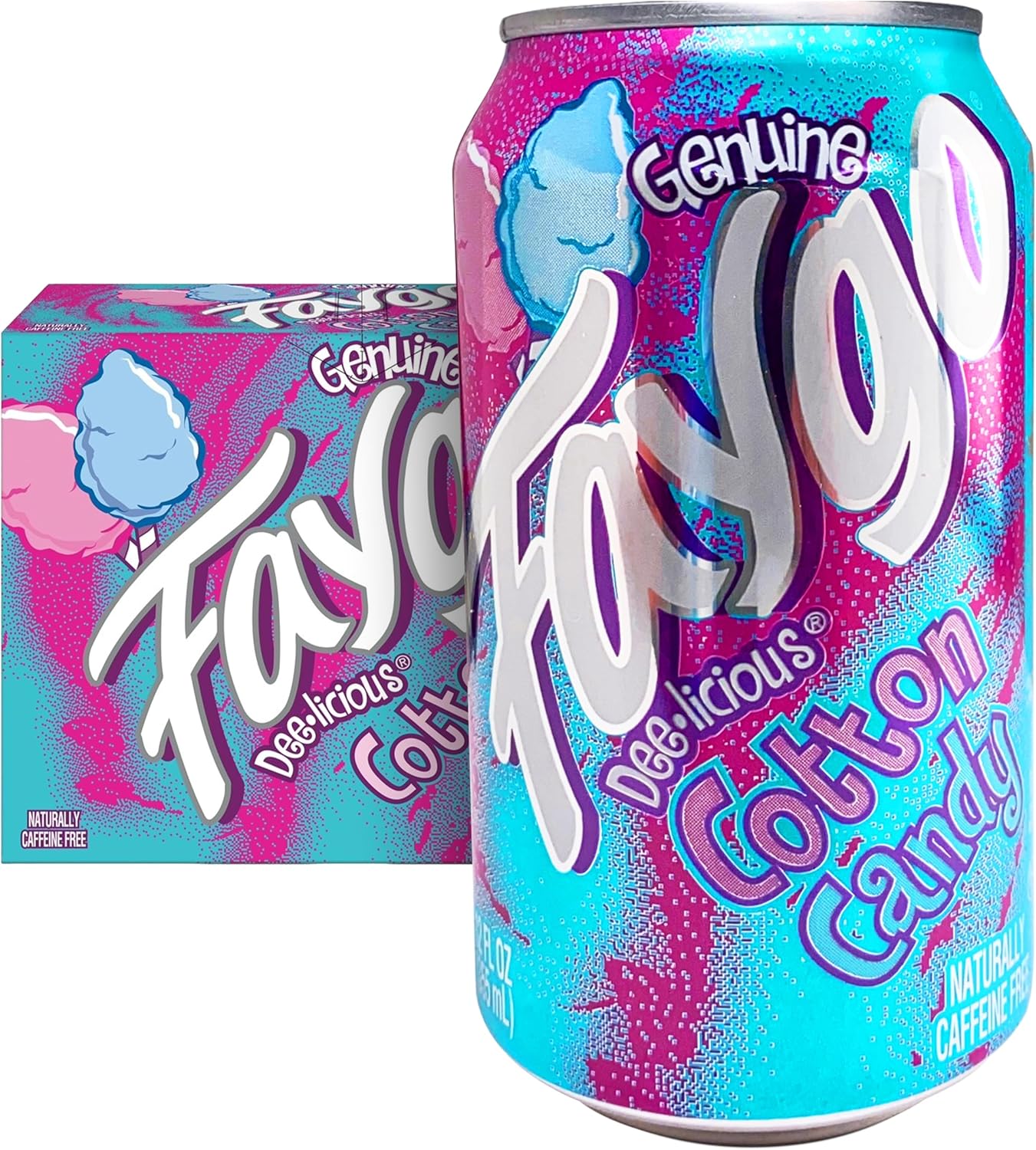 Faygo Cotton Candy Soda | Sweet Carnival Treat in a Can | 12-Pack of 12oz Cans | Vibrant, Caffeine-Free Soft Drink Bursting with Classic Blue Cotton Candy Flavor