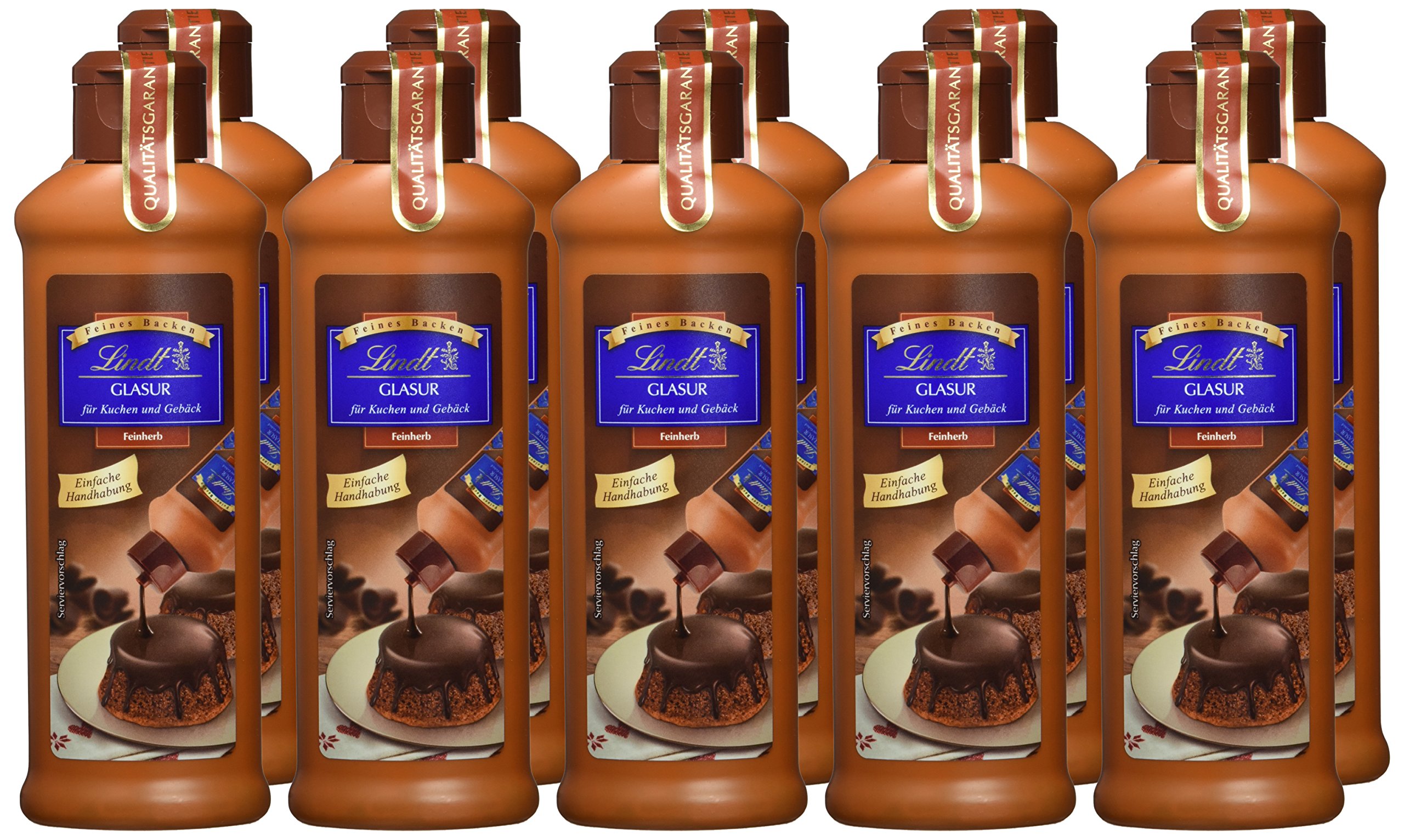 Lindt GLASUR Feinherb 10 x 200 g Schokoladenglasur für Kuchen Torten Gebäck
