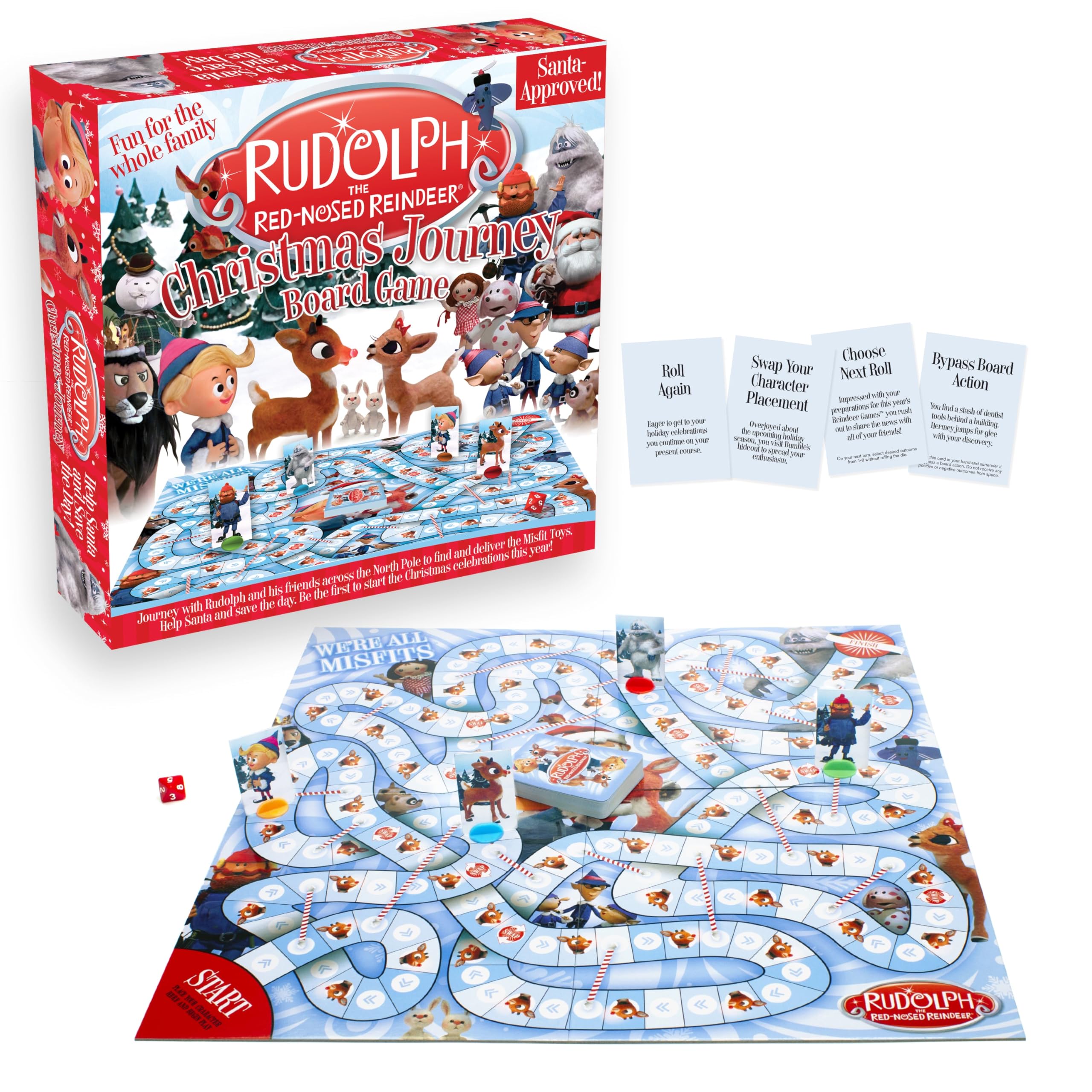 AQUARIUS Rudolph The Red-Nosed Reindeer Board Game - Fun Family Christmas Gift for Kids & Adults - Officially Licensed Rudolph Merchandise & Collectibles