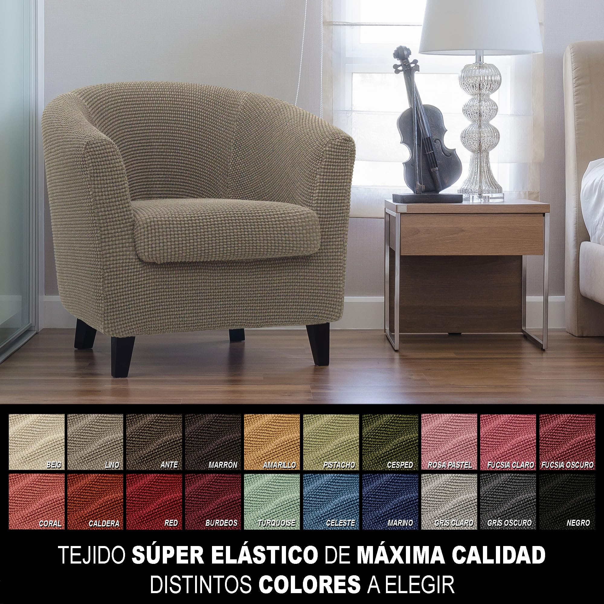 FAVERTI Housse de Fauteuil Club avec Housse de siège | Housse Super élastique Compatible avec Les fauteuils IKEA TULLSTA et BAKLA | Modèle NOVELE | Lin | Tissu Jacquard de qualité Toucher Coton