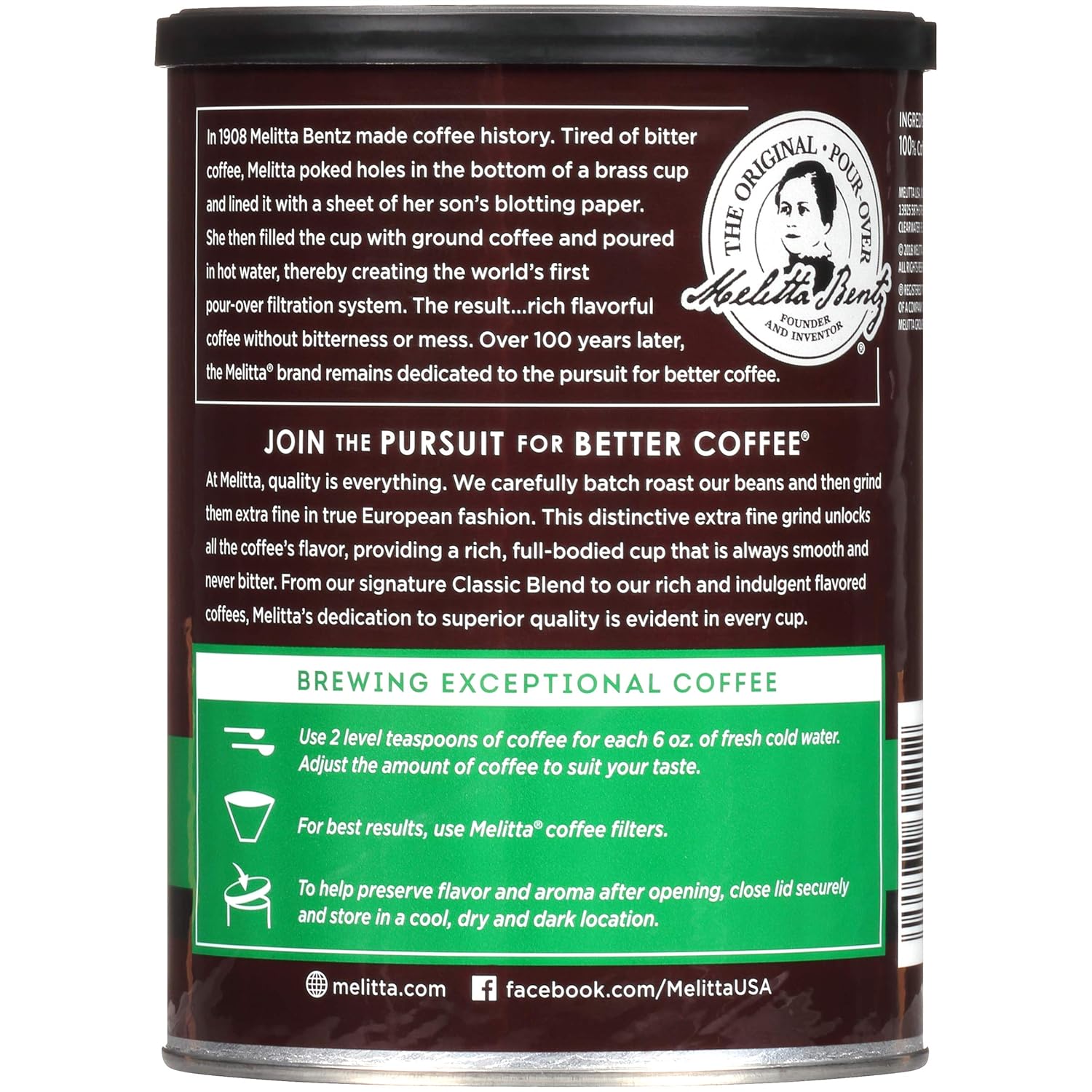 Melitta Classic Decaf Coffee, Medium Roast, Extra Fine Grind, 10.5 Ounce Can (Pack of 4) 42 Ounces Total