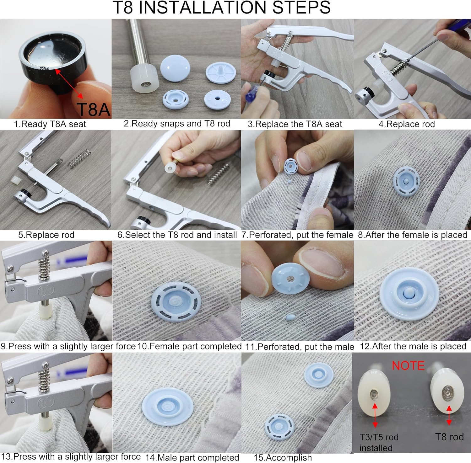 288 Sets KAM T8 Snaps, BetterJonny Size 24 Plastic Snaps Starter Fasteners Kit No-Sew Buttons for Crafts Clothing Diaper Sewing 12 Colors