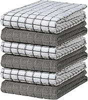 Vista 1 de Bumble Kitchen Towels 100% Cotton Dish Towels with Hanging Loop 16"x 28" 380GSM Absorbent Kitchen Towel Set 6 Pack, Gray Grey