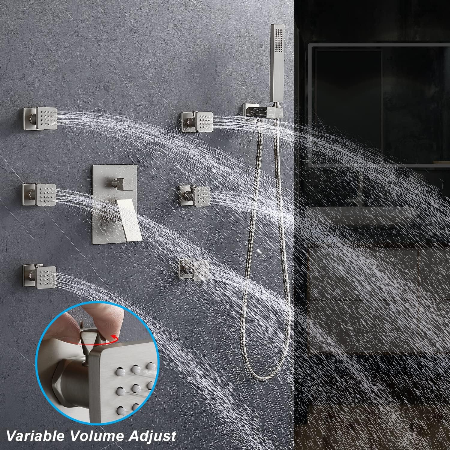 Limited Stock (Upgrade) Enga Luxury High Pressure Shower Body Spray System All Metal with 12inch Rainfall Shower and Hand Held Combo Set Complete Kit for Bathroom, Brushed nickel