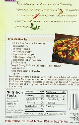 Vista 3 de A Taste of Thai Fideos de arroz anchos, 1 libra, 6 por caja.