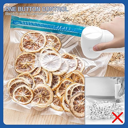 Miniatura 5 de YEZHET Zipper Sous Vide Bags 30 unidades, kit de sellado al vacío de tarro de masón eléctrico para almacenamiento de alimentos, bomba de vacío de
