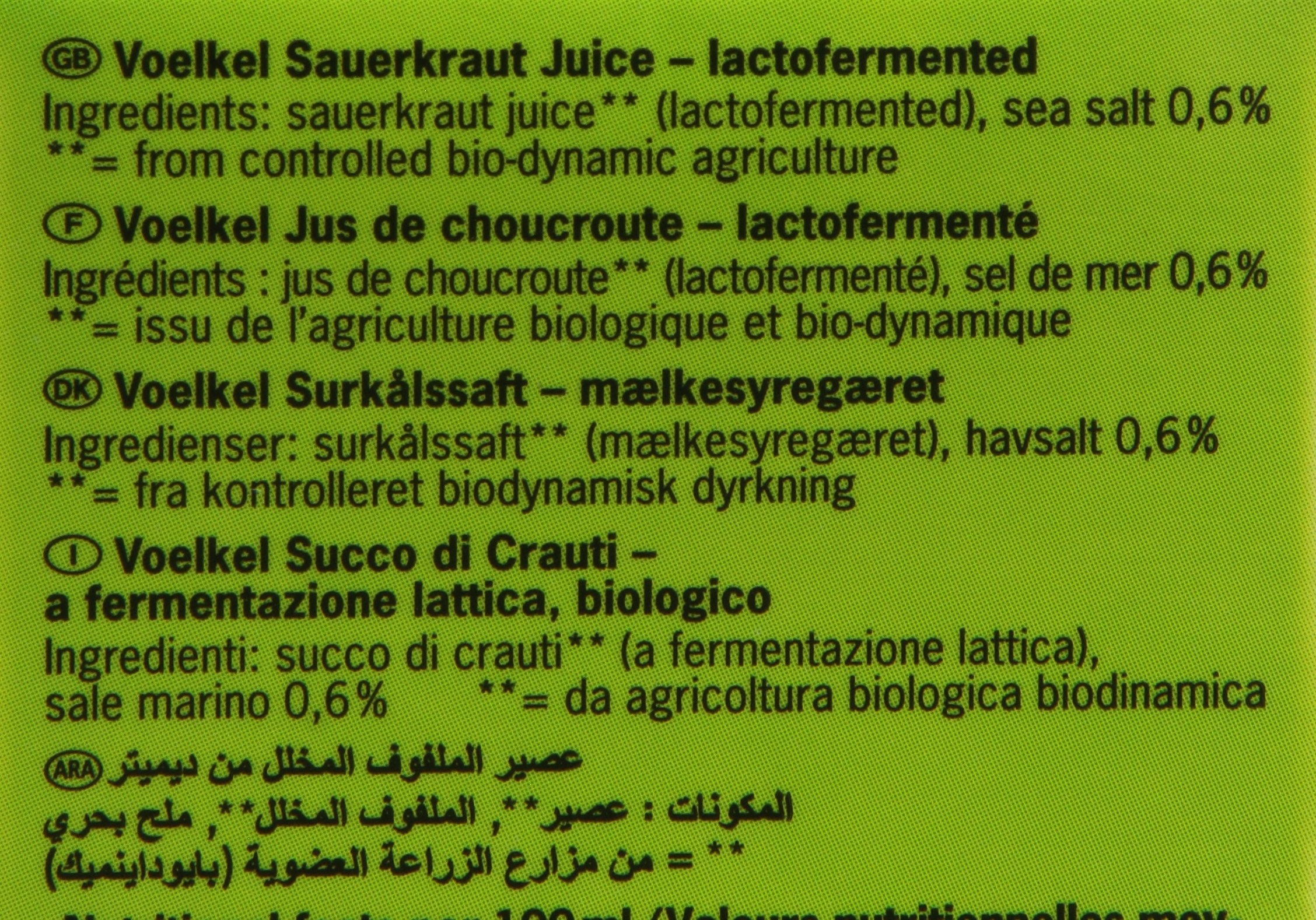 Voelkel Jus de Choucroute 500 ml - Lot de 4