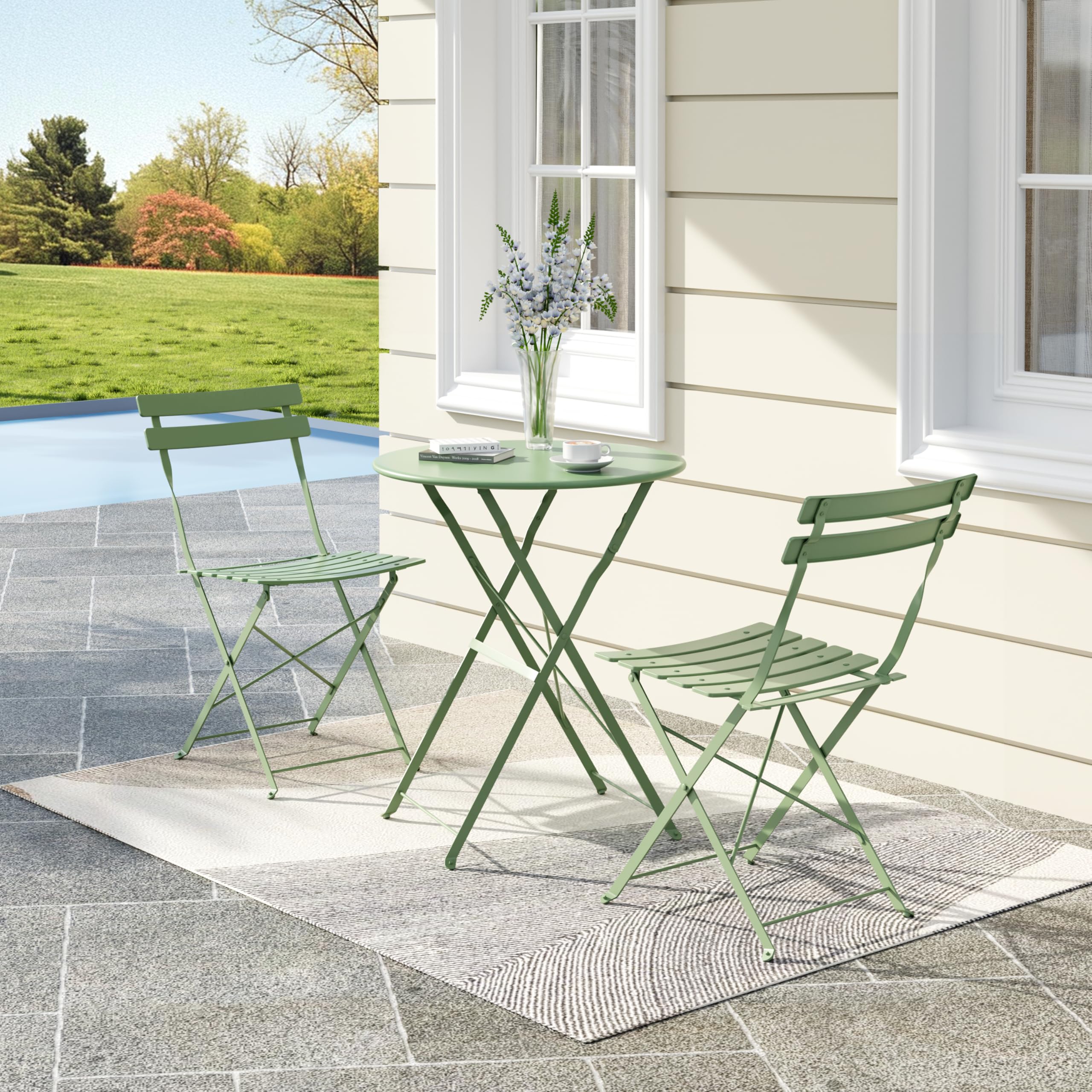 Best Two Friends Patio Gifts & Sets for 2026 2 IDEALHOUSE Bistro Table and Chairs Set of 2, 3 Piece Folding Patio Bistro Set, G — product photo