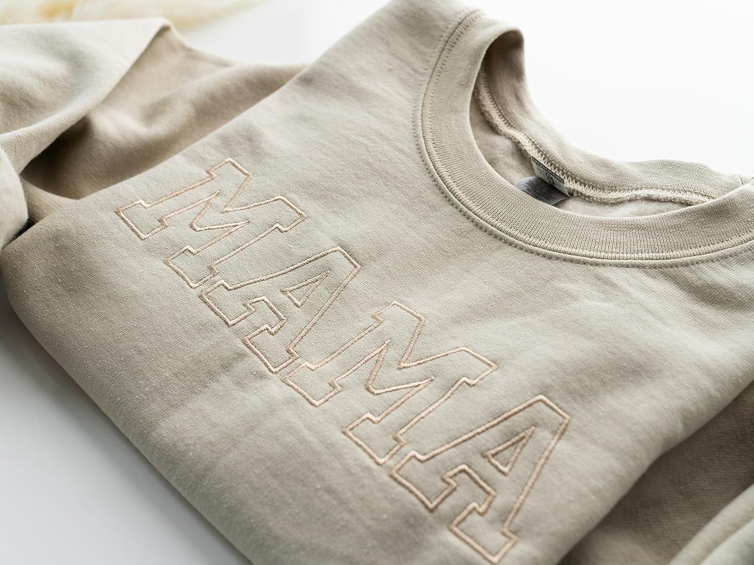 Embroidered - Mama Sweatshirt - Embroidery Mom Sweatshirt Custom Gift for Wife - Mom Outfit - Mama White