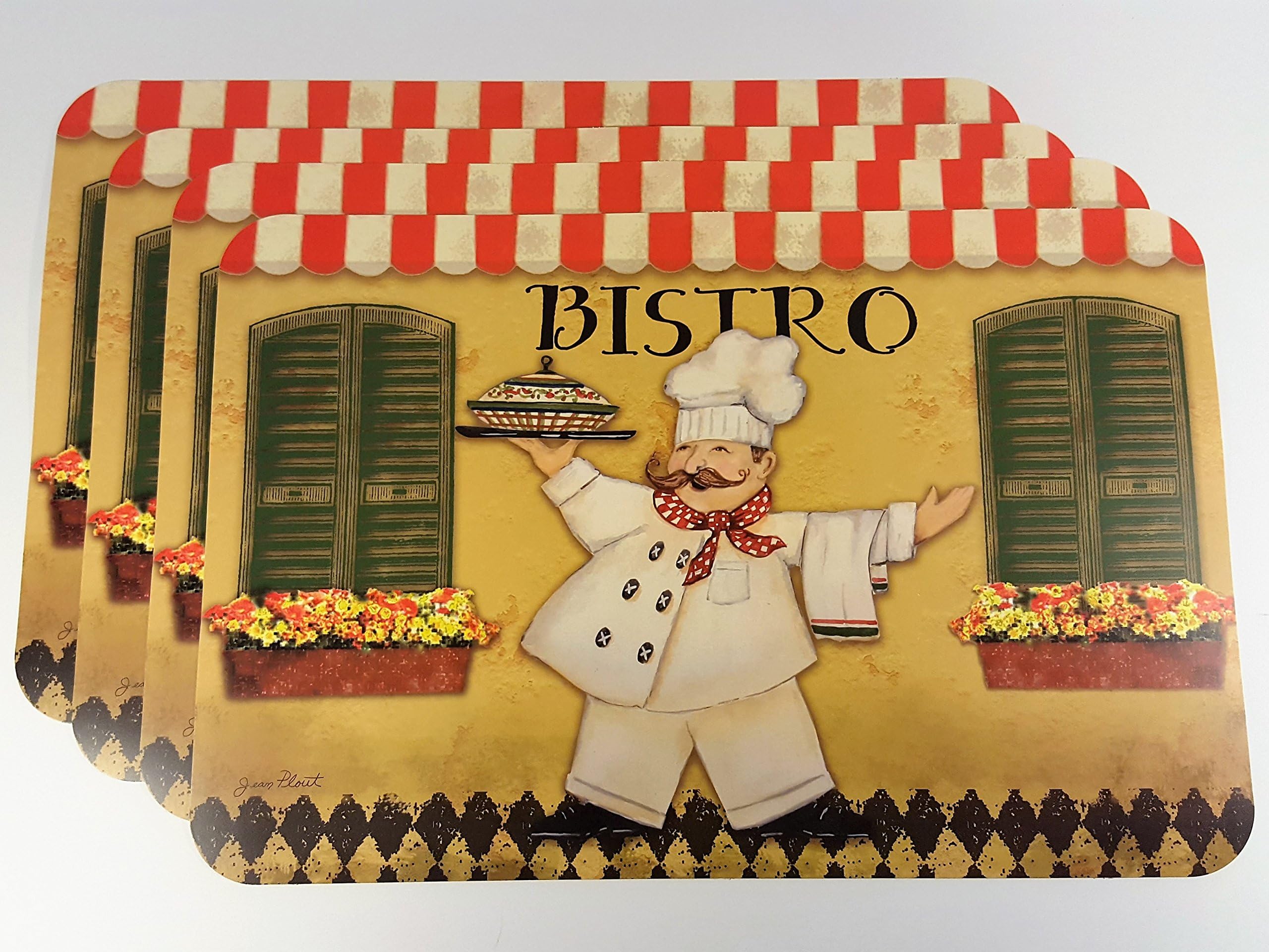 Fat Chef " Bistro " Cafe Plastic Placemats - 4 Pieces
