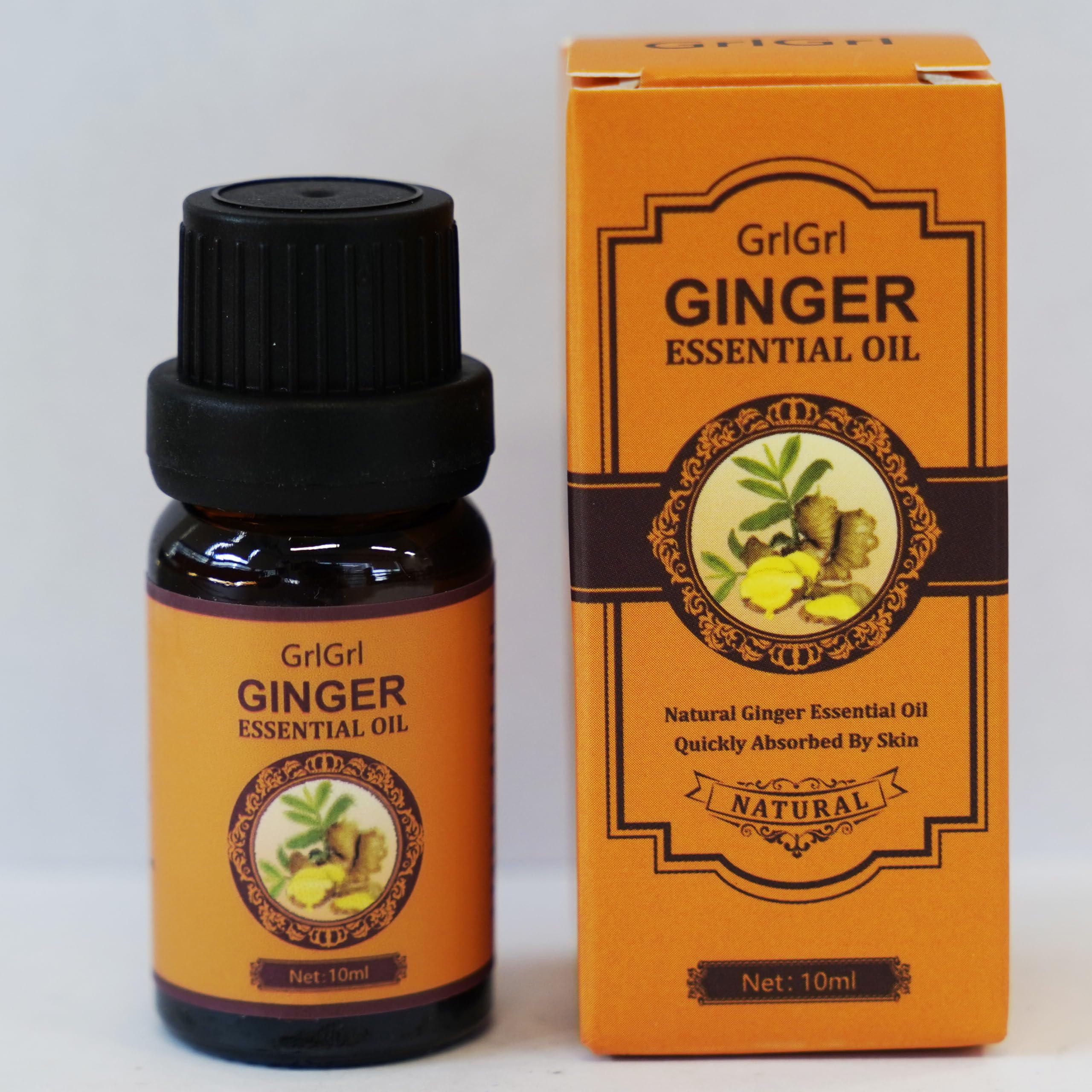 GrlGrl Ginger Essential Oil for Massage, 10ML – Natural Ginger Root Extract – Quickly Absorbed for Skin & Diffuser – Relaxing & Nourishing