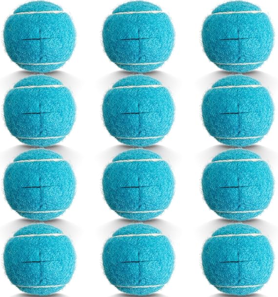 12PCS Precut Tennis Balls for Walkers, Heavy Duty Long Lasting Glide Balls - Precut for Easy Installation, Universal Felt Pads for Walker Legs & Furniture, Floor Protectors (Blue)