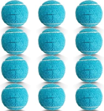 12PCS Precut Tennis Balls for Walkers, Heavy Duty Long Lasting Glide Balls - Precut for Easy Installation, Universal Felt Pads for Walker Legs & Furniture, Floor Protectors (Blue)