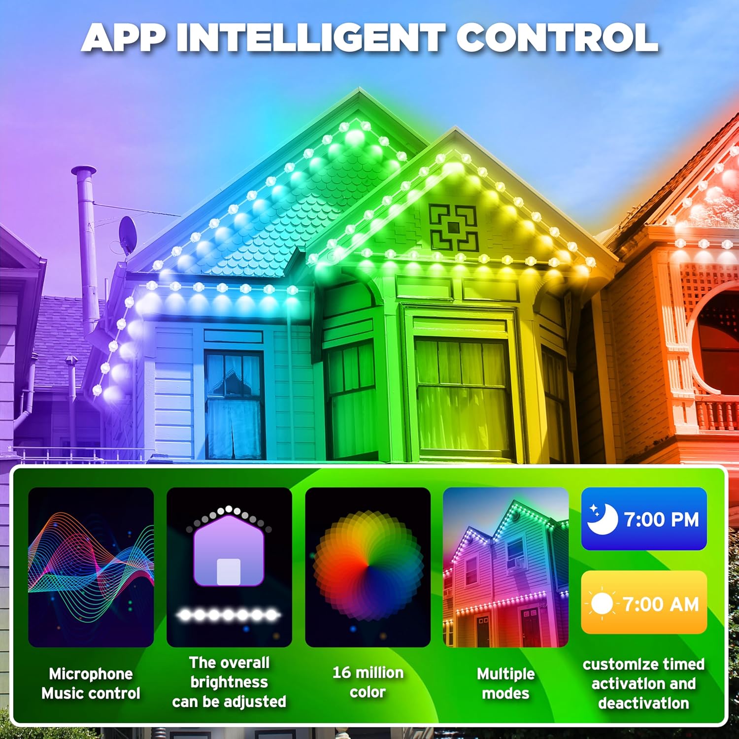 RGB Permanent Outdoor lights, 300FT Smart LED Eaves Lights with APP/Remote Control, IP67 Waterproof Outdoor Lights for House - Ideal for Christmas, Halloween, Party, Garden, Patio Home Decoration