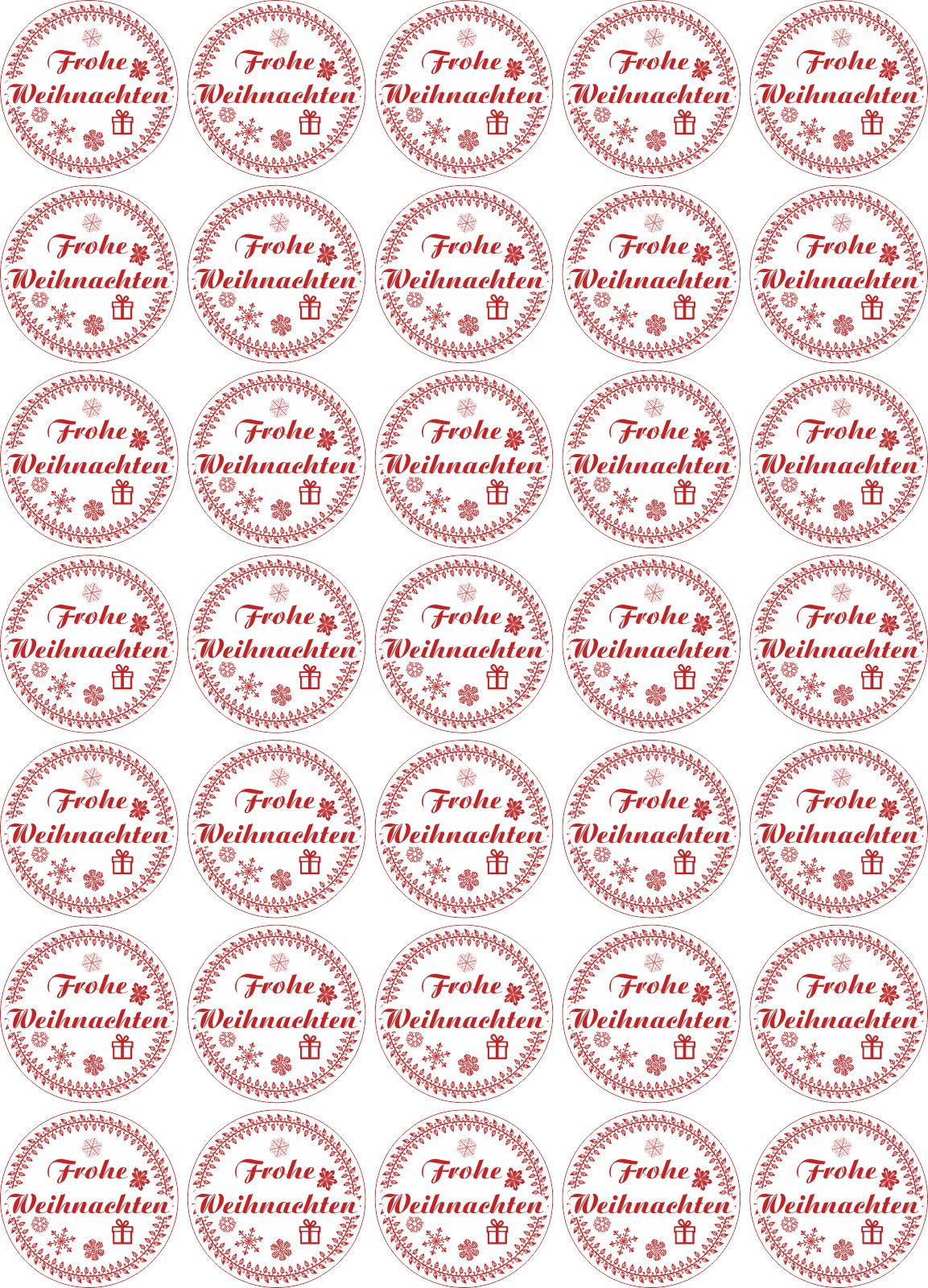 Weihnachtsaufkleber-Set - 35 Vintage-rote Sticker Für Geschenke, Karten & Adventskalender, Rund & Laminiert
