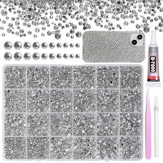 21000Pcs Rhinestones for Bedazzling Kit, Mix Sizes Jelly Silver Clear Bedazzling Resin Gems, Gems Bedazzling for Crafting, Flatback Resin Rhinestones for Craft DIY Face Makeup