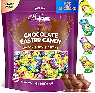Madelaine Solid Premium Milk Chocolate Easter Baby Chicks Wrapped In Colorful Italian Foils (1/2 LB)