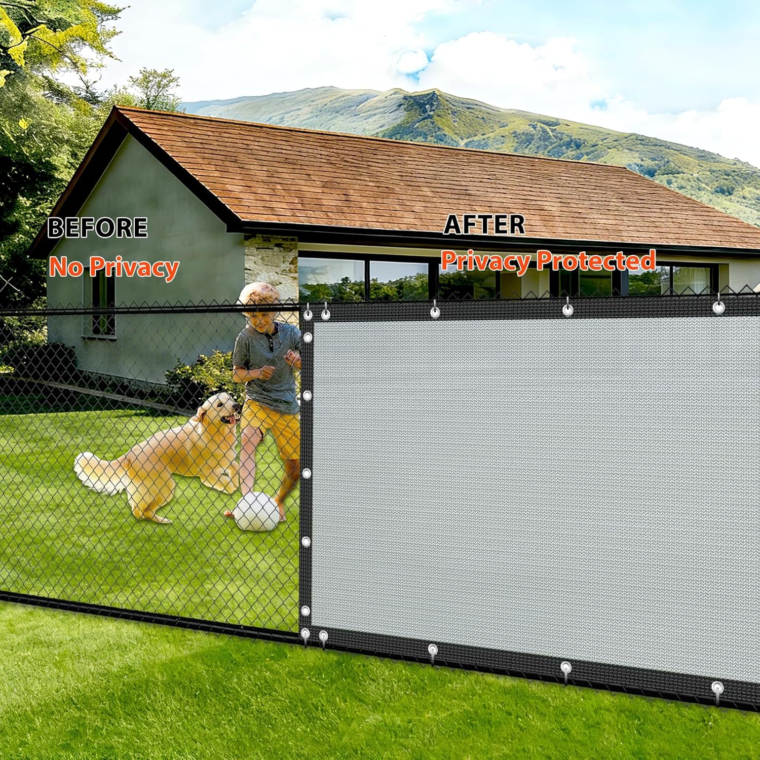 6ft x 50ft privacy fence screen heavy duty 180 gsm outdoor privacy screen windscreen & uv protection mesh shade net cover for outdoor garden wall yard backyard, include cable zip ties gery 6×50ft