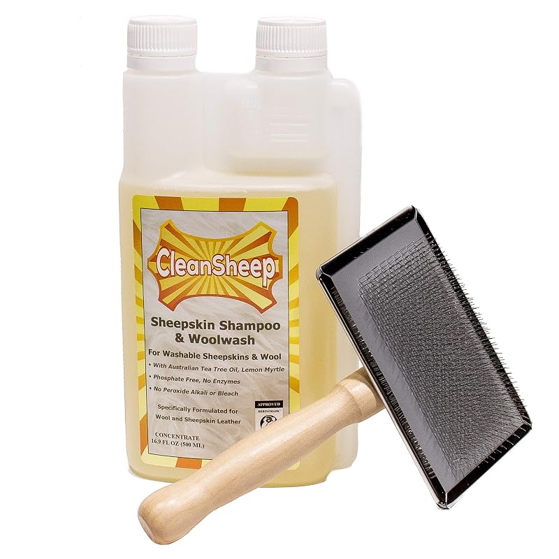 Kit de Limpeza para Pele de Carneiro CleanSheep com Escova e Shampoo Concentrado de 500 mL