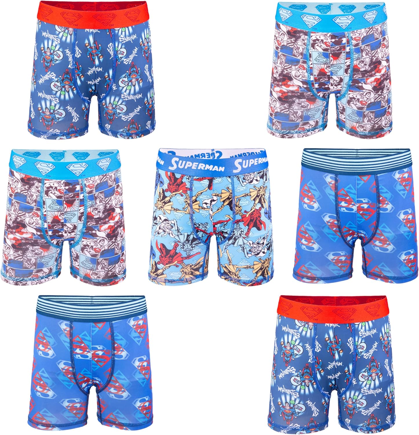 Superman Boys' Amazon Exclusive 7-pack Athletic Boxer Briefs in Sizes 4, 6, 8 & 10