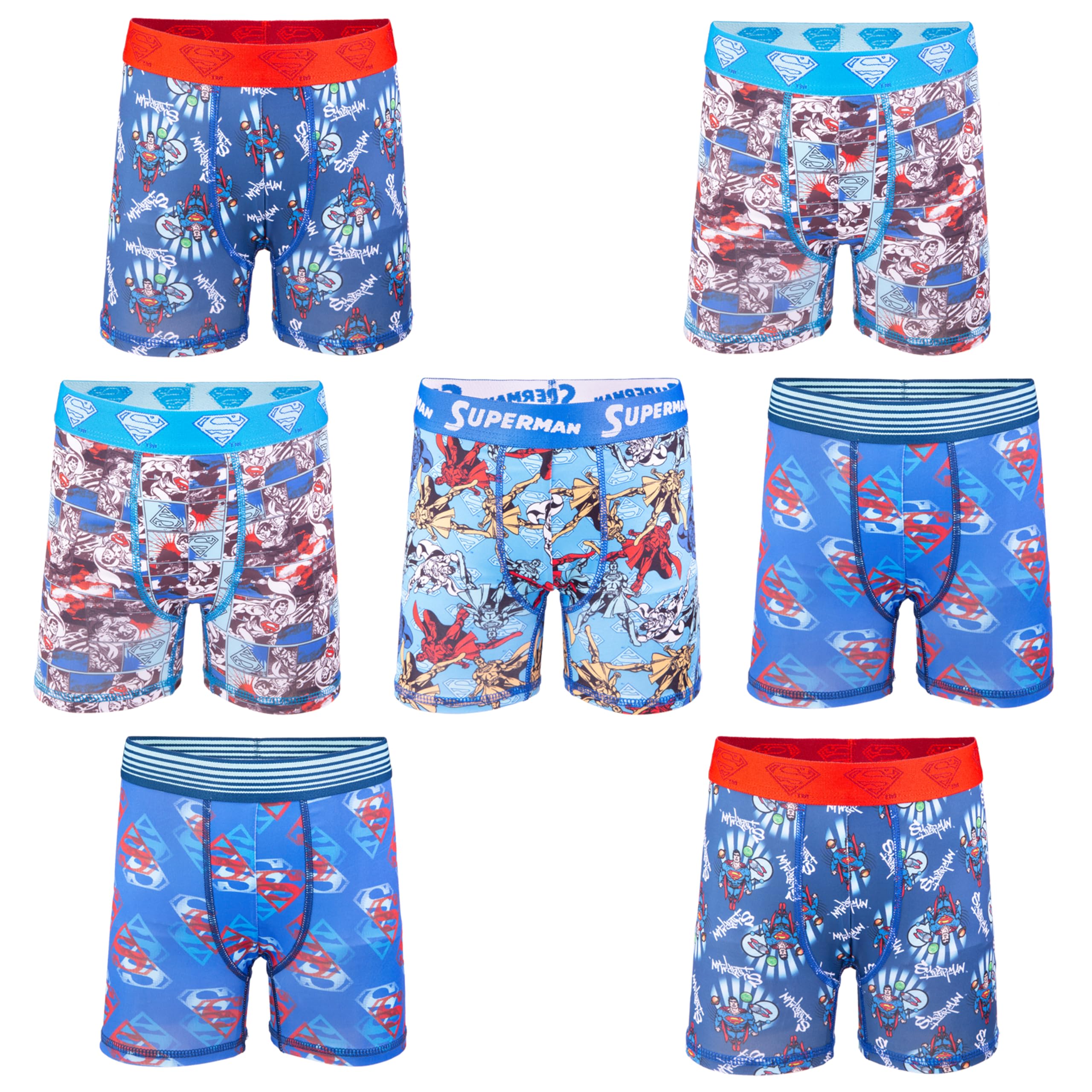 Superman Boxer Corti (Pacco da 7) Bambini e Ragazzi