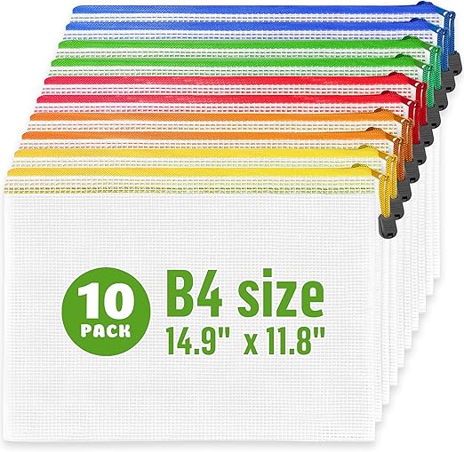 10 Pack Large Mesh Zipper Pouch B4 (12x15in) Mesh Bags With Zipper for Organizing Board Game