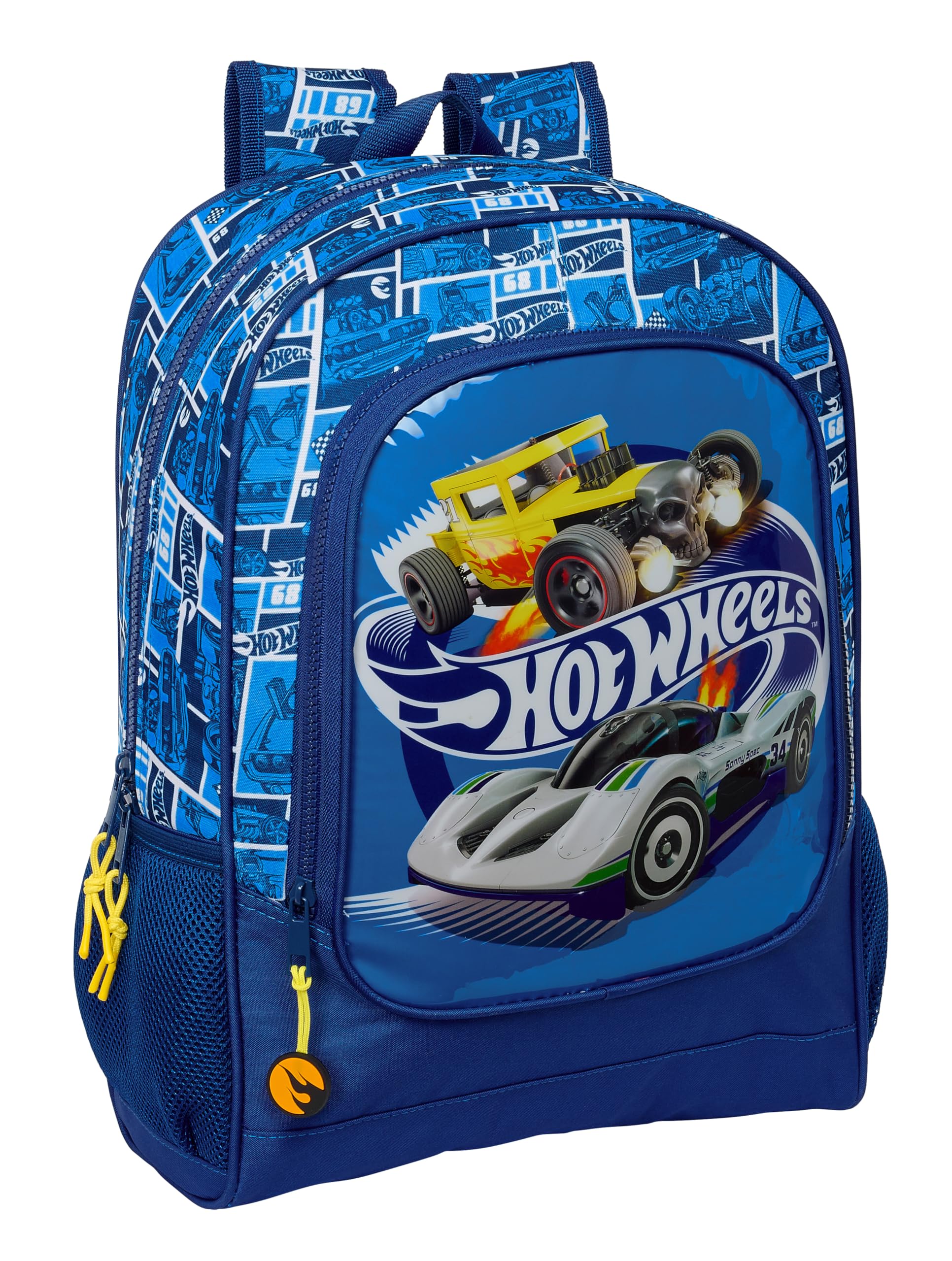 Safta HOT WHEELS SONNY - Mochila Escolar Infantil, Ideal para Niños de Diferentes Edades, Cómoda y Versátil, Calidad y Resistencia, 32x14x42 cm, Color Azul marino