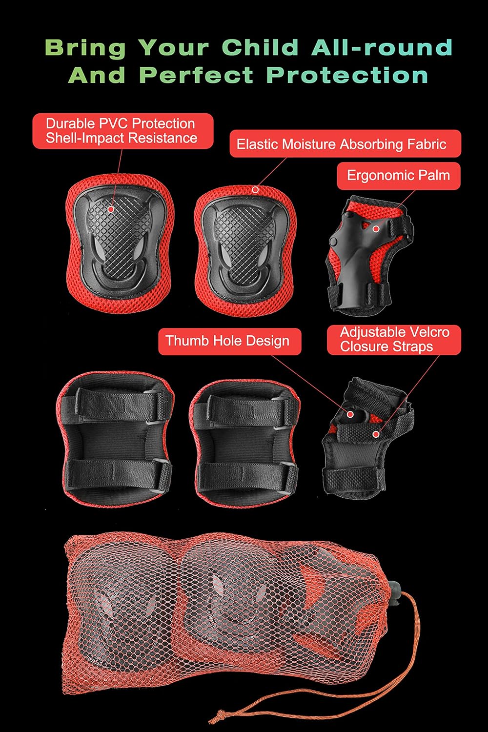 XJD Kids Bike Helmet Set for 3-5-8-14 Years, Knee Elbow Pads Wrist Guards review