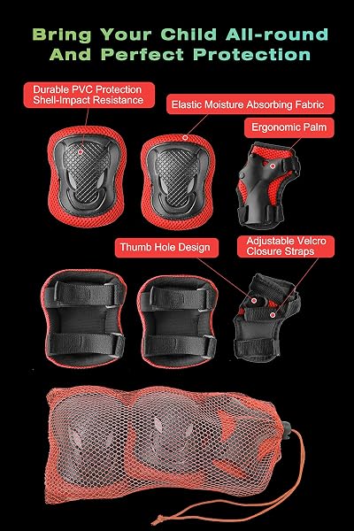 XJD Casque Vélo Enfant Sets de Protection Enfant de 3-13 Ans Genouillères Coudières Protège-Poignets Réglables Kit de Protection Filles Garçons Rollers Skate Trottinette Skateboard - 4