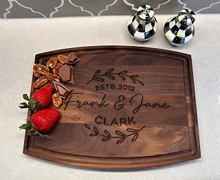 Personalized Mr and Mrs Cutting Board Wedding Gift for Couple Custom Cutting Board Arched Walnut Housewarming Gifts