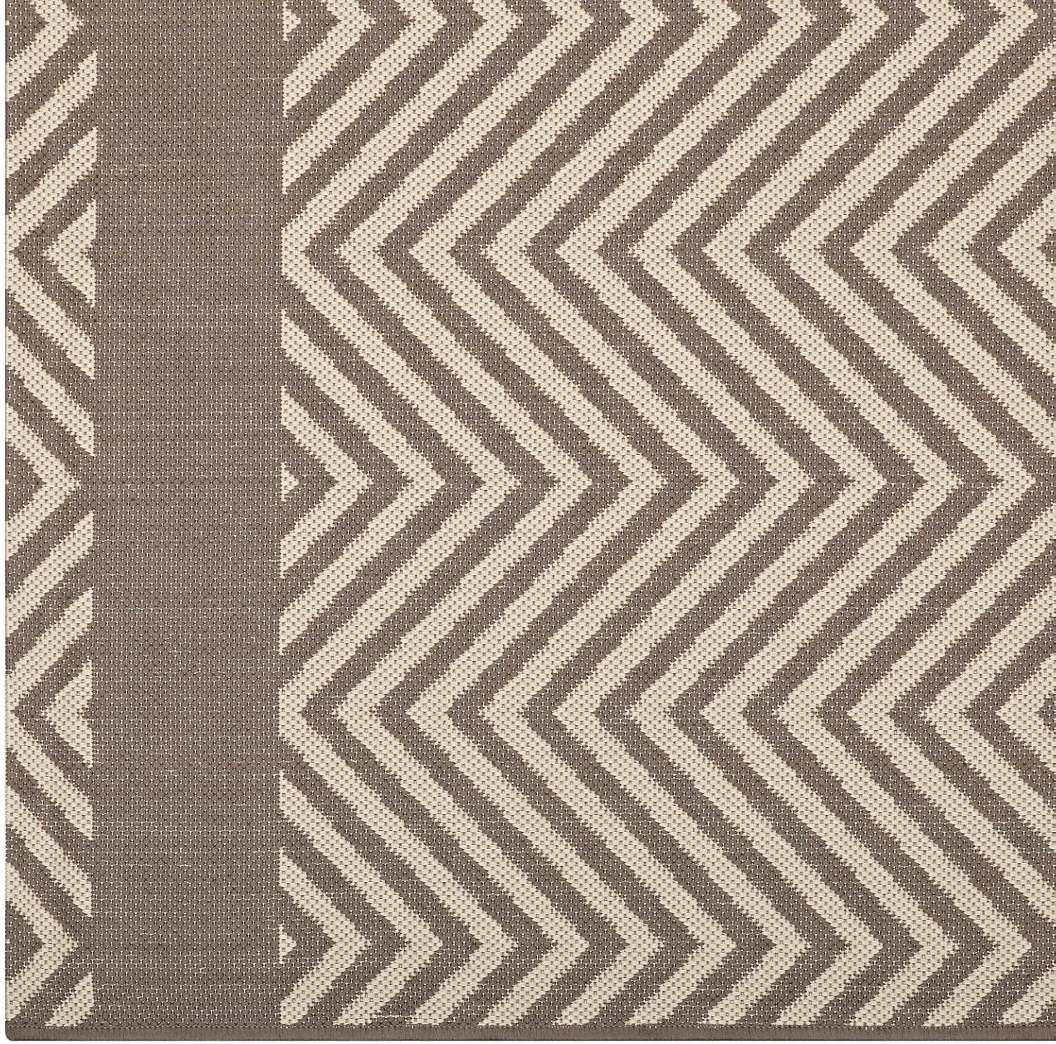 Modway Optica Chevron With End Borders 8x10 Indoor and Outdoor In Light and Dark Beige