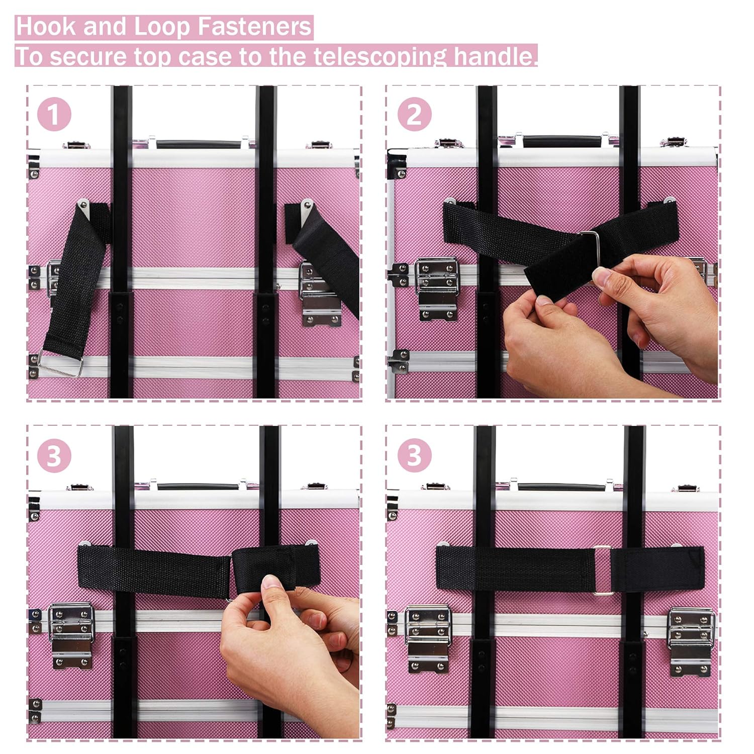 Sandinrayli 4-in-1 Cosmetic Train Case, Professional Aluminum Rolling Makeup Travel Trolley with Adjustable Divider & 4 Removable Spinner Wheels (Pink) : Beauty & Personal Care