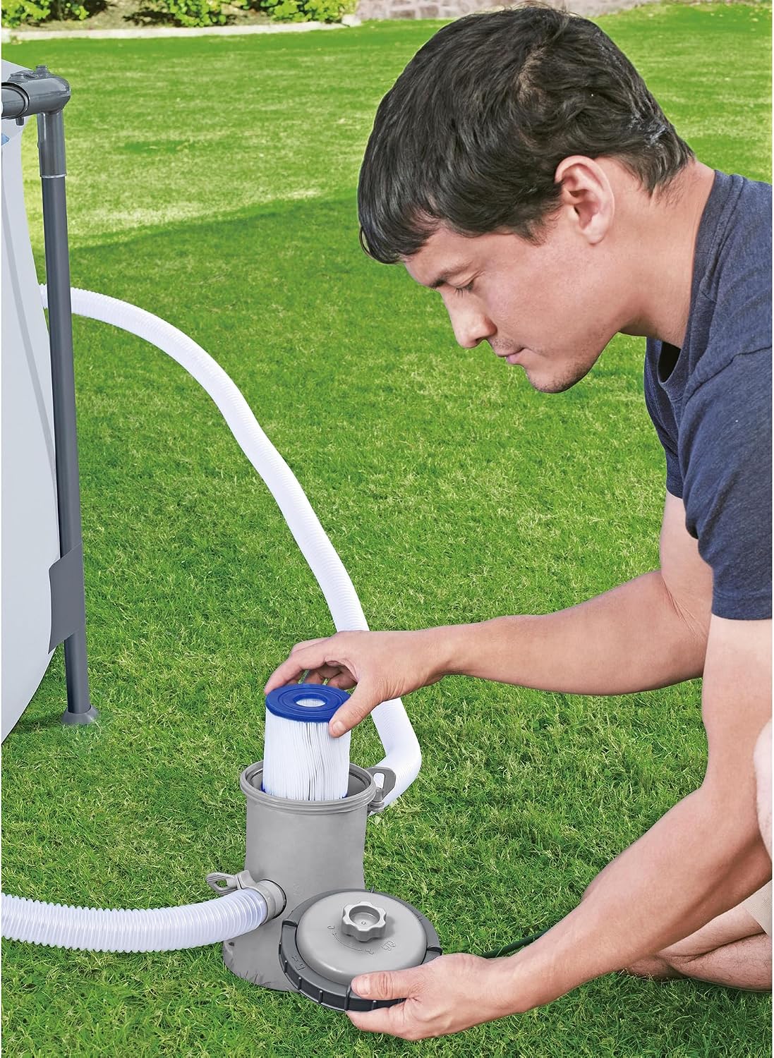 Bestway 330 GPH Filter Pump for Above Ground Swimming Pool with Type I Cartridge
