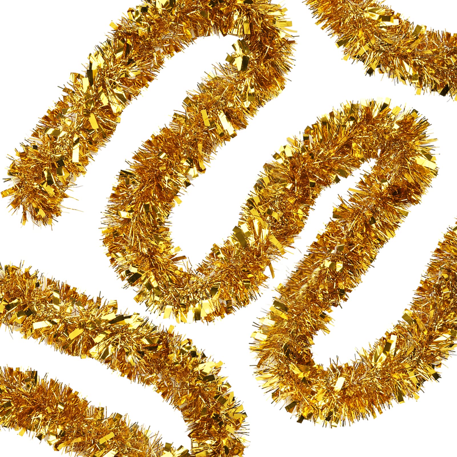 JOYYPOP39.6 Feet Gold Christmas Tinsel Garland Christmas Tree Tinsel Garland Metallic Hanging Garland Decorations for Christmas Holiday Party Wedding Birthday Ceiling Stairs
