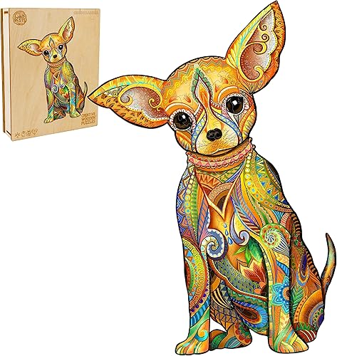 Miniatura 2 de WOODBESTS Rompecabezas de madera para adultos y niños, rompecabezas de Chihuahua, rompecabezas de animales de madera, rompecabezas de corte de
