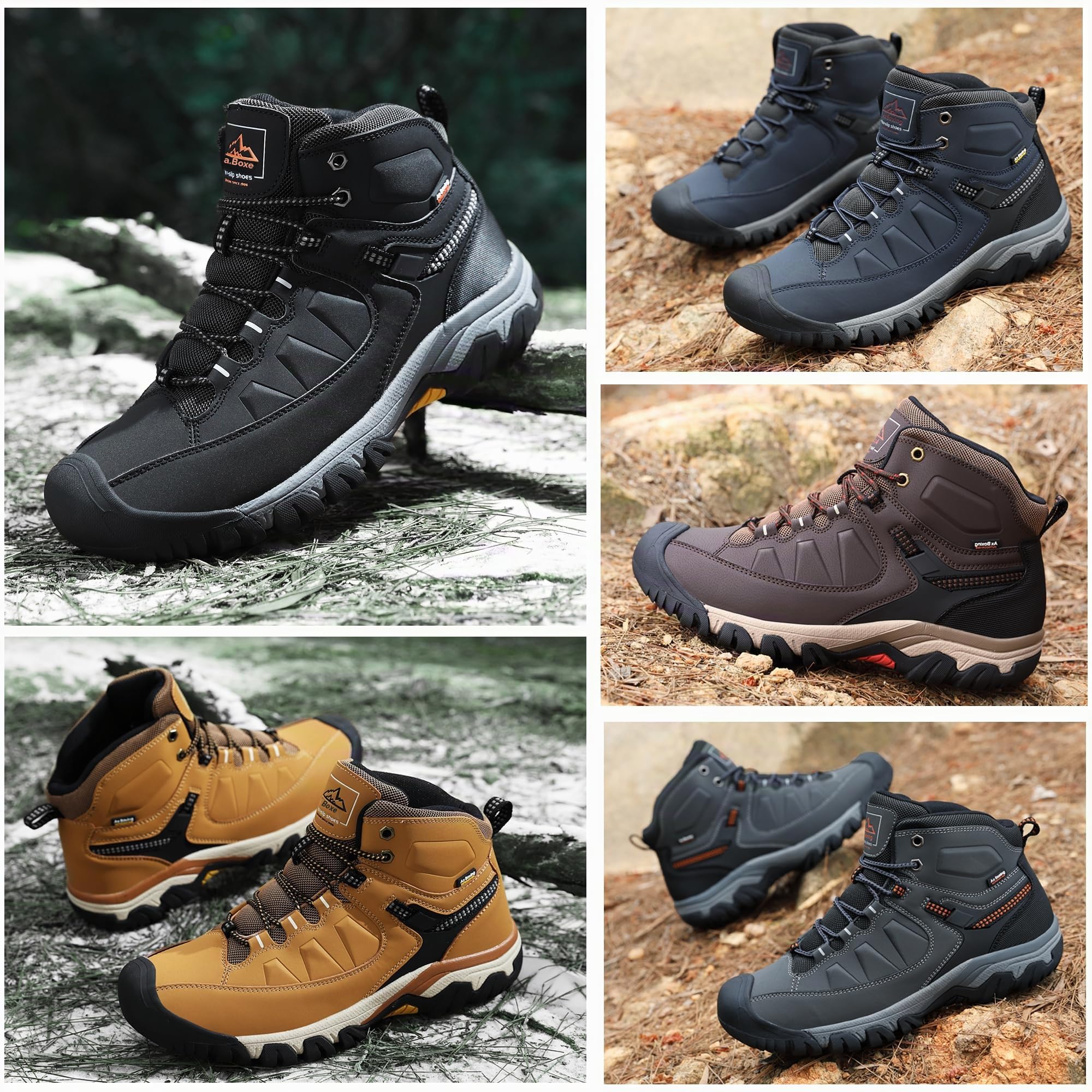 AX BOXING Chaussure Homme Hiver Chaussure Chaude Fourrées Chaussure Neige Extérieur Montantes Chaussure Randonnée Antidérapant Bottine Taille 41-46 EU (Noir, 41 EU)