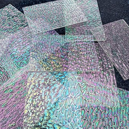 Miniatura 4 de LITMIND Paquete variado de 12 hojas de vidrieras texturizadas transparentes iridiscentes, 4 x 6 pulgadas, piezas de mosaico para manualidades y