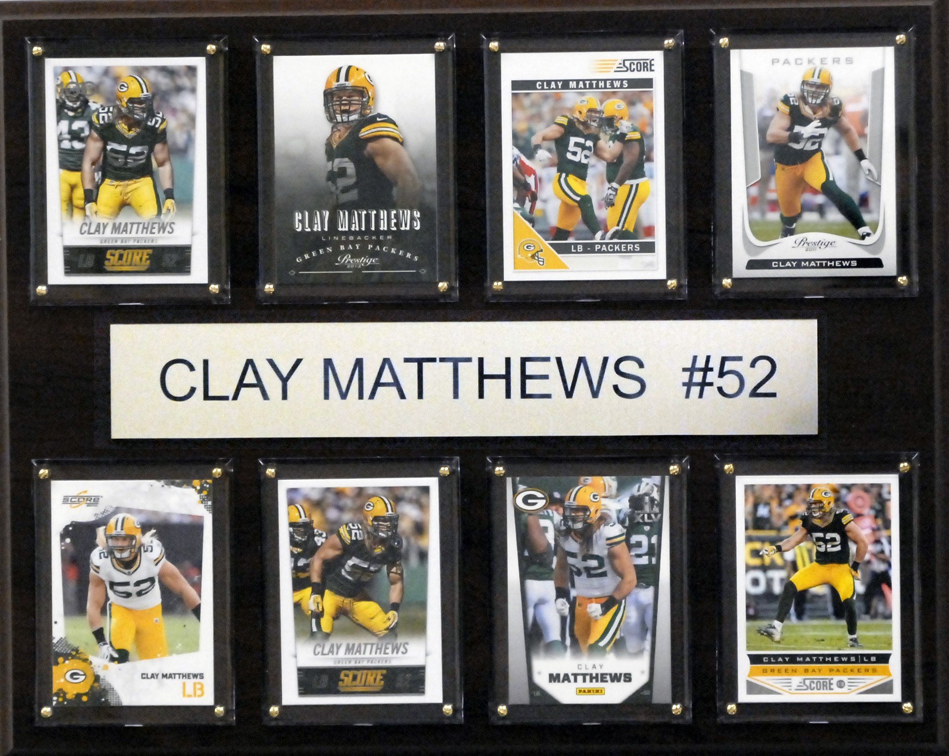 NFL Green Bay Packers Clay Matthews 8-Card Plaque, 12 x 15-Inch, Brown