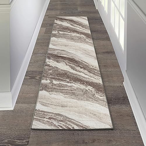 LUXE WEAVERS Lagos Collection 7983 - Alfombra de área geométrica Art Deco marrón de 2 x 7 pulgadas