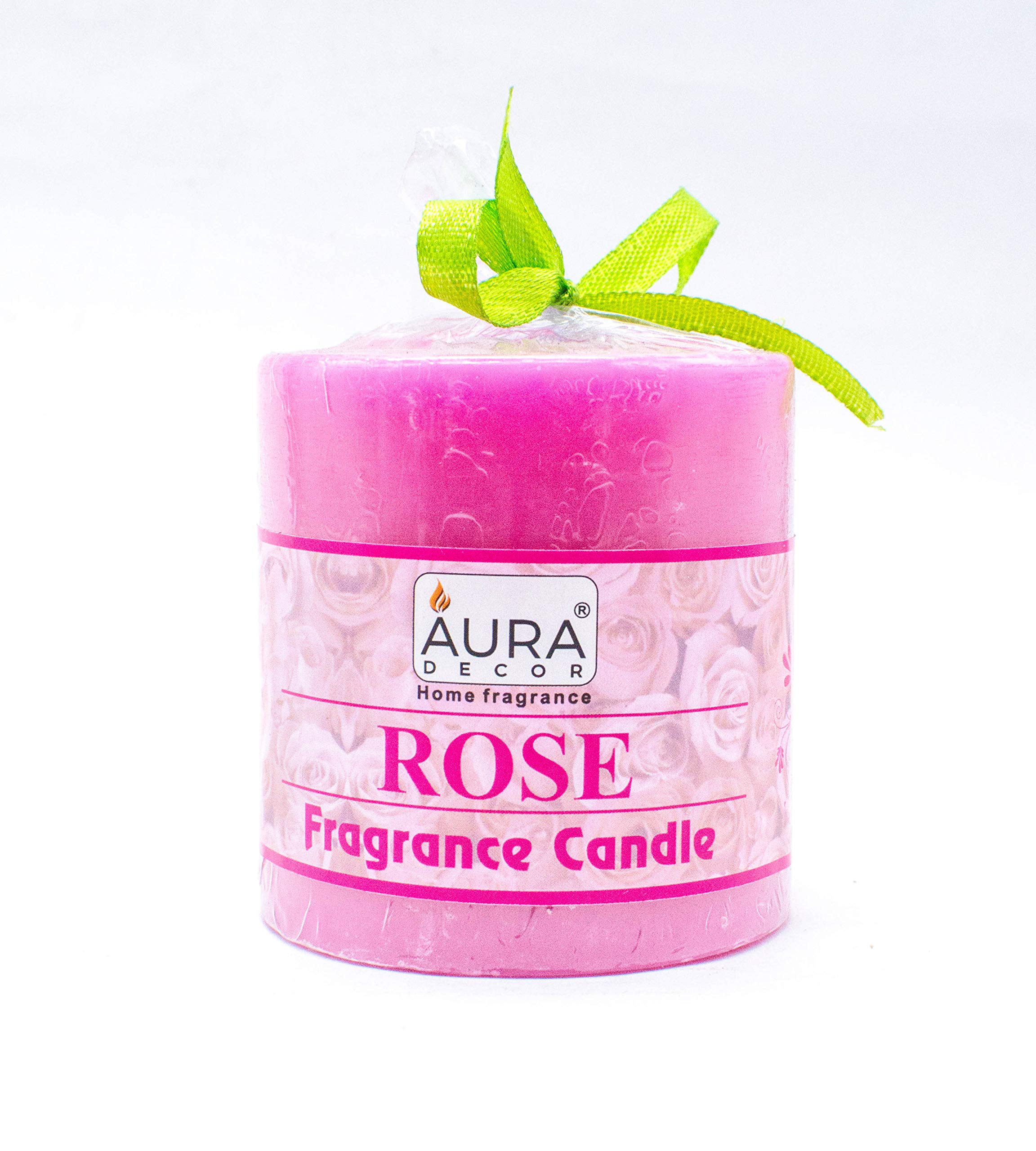 AuraDecorAuradecor Highly Fragrance Rose Pillar Candle 2.5 * 2.5 Inch, Smokeless, Burning Time 35 Hours Approx